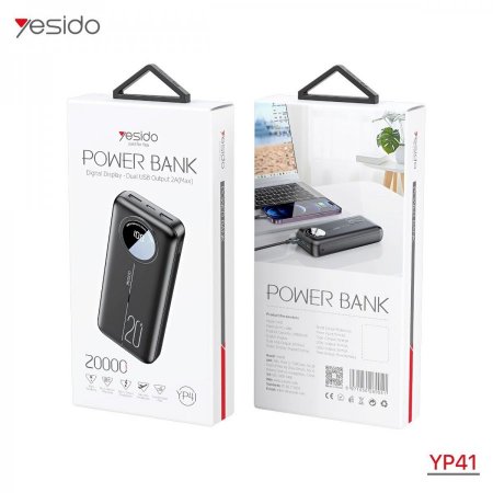 Yesido YP41 LED Screen Display Power Bank Portable Charger Fast Charging 20000mAh Power Bank