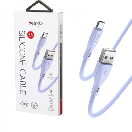 كابل بيانات شحن سيليكون من Yesido CA119C USB إلى USB-C / Type-C، طول الكابل: 1 متر CA119C