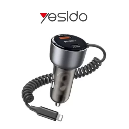 yesido - شاحن سيارة PD + USB ثنائي المنفذ مع كيبل ايفون لايتينج Y57 ماركة يسيدو
