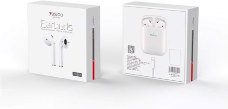 Yesido TWS05 Earbuds Wireless Bluetooth Double Headset - White with Cover Case