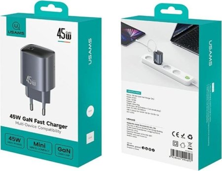 شاحن USAMS CC323 T66 45W GaN Fast Charger